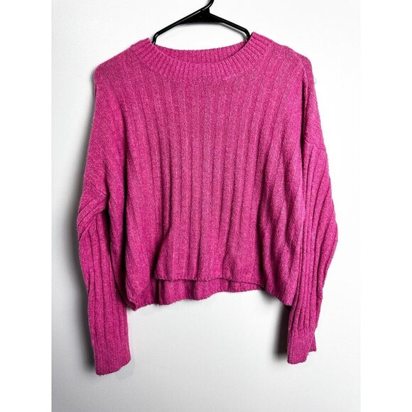 American Eagle Crewneck Ribbed Cropped Sweater Pink Womens XS - Picture 7 of 7